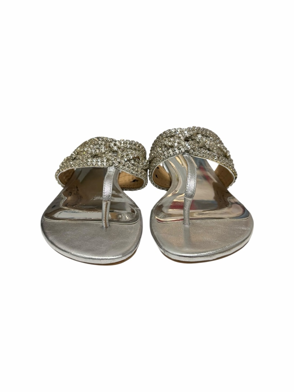 Badgley Mischka Silver Embellished Crystal Sandals